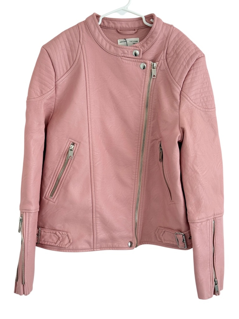 Zara Girls Pink Faux Leather Jacket 13/14 New